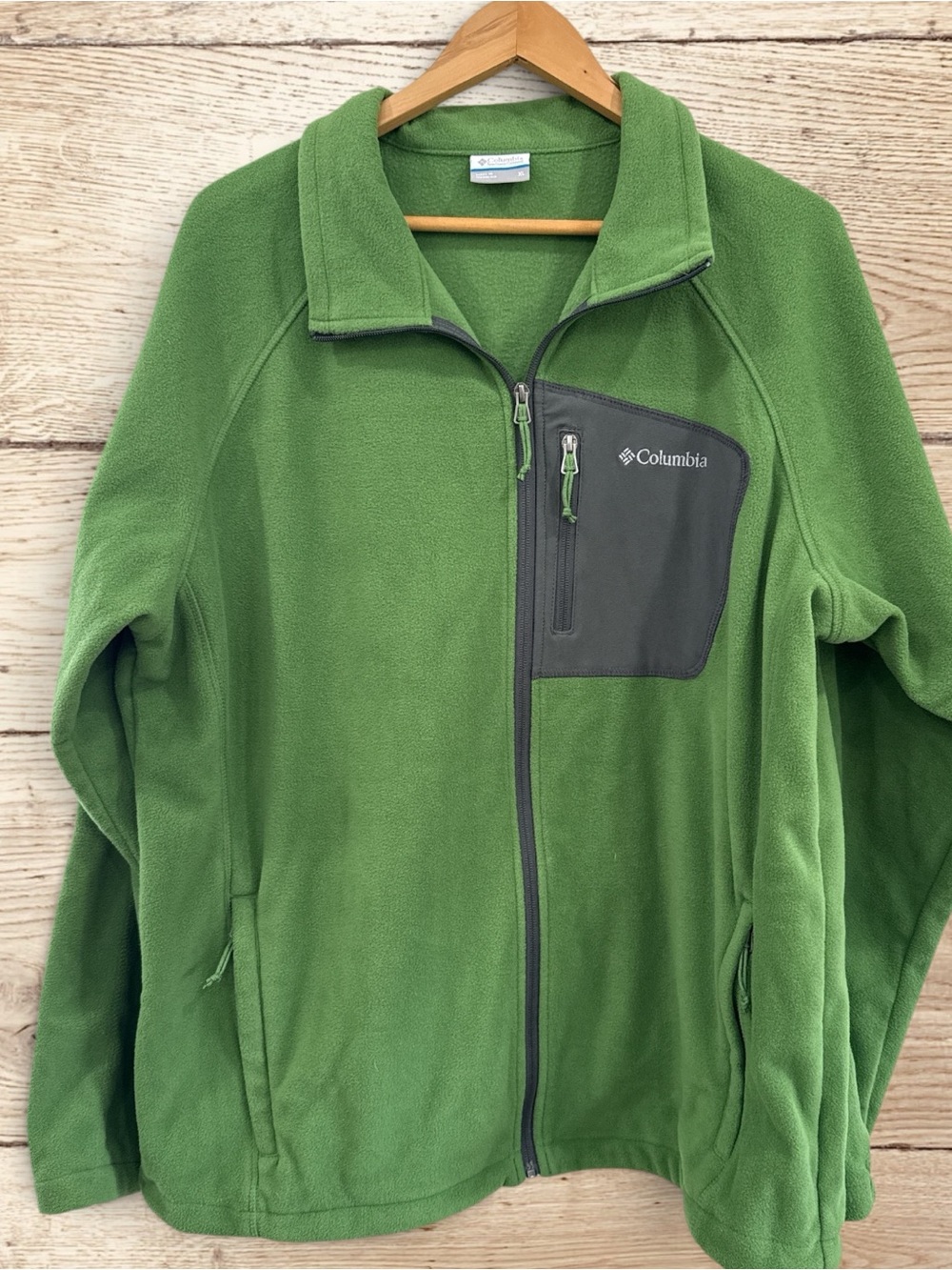 Columbia Men’s XL Green Gray Fleece Jacket Full Zip Gorpcore Hiking Outdoor